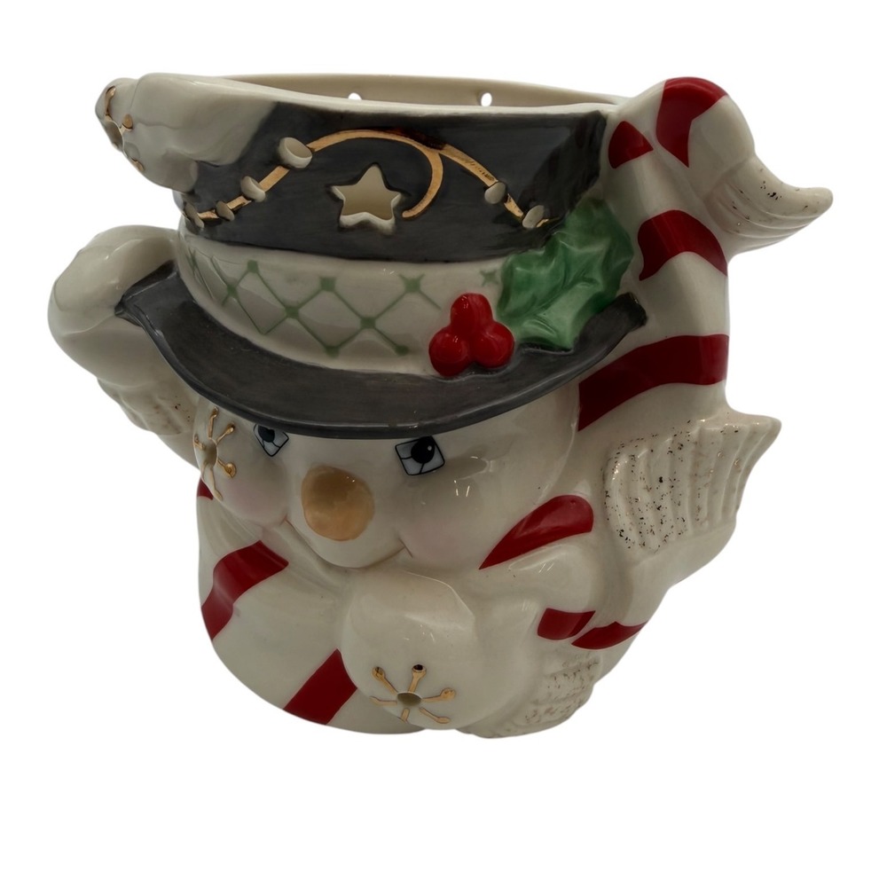 Lenox Occasions Snowman Votive Candle Holder Porcelain Christmas 6238315 Ivory